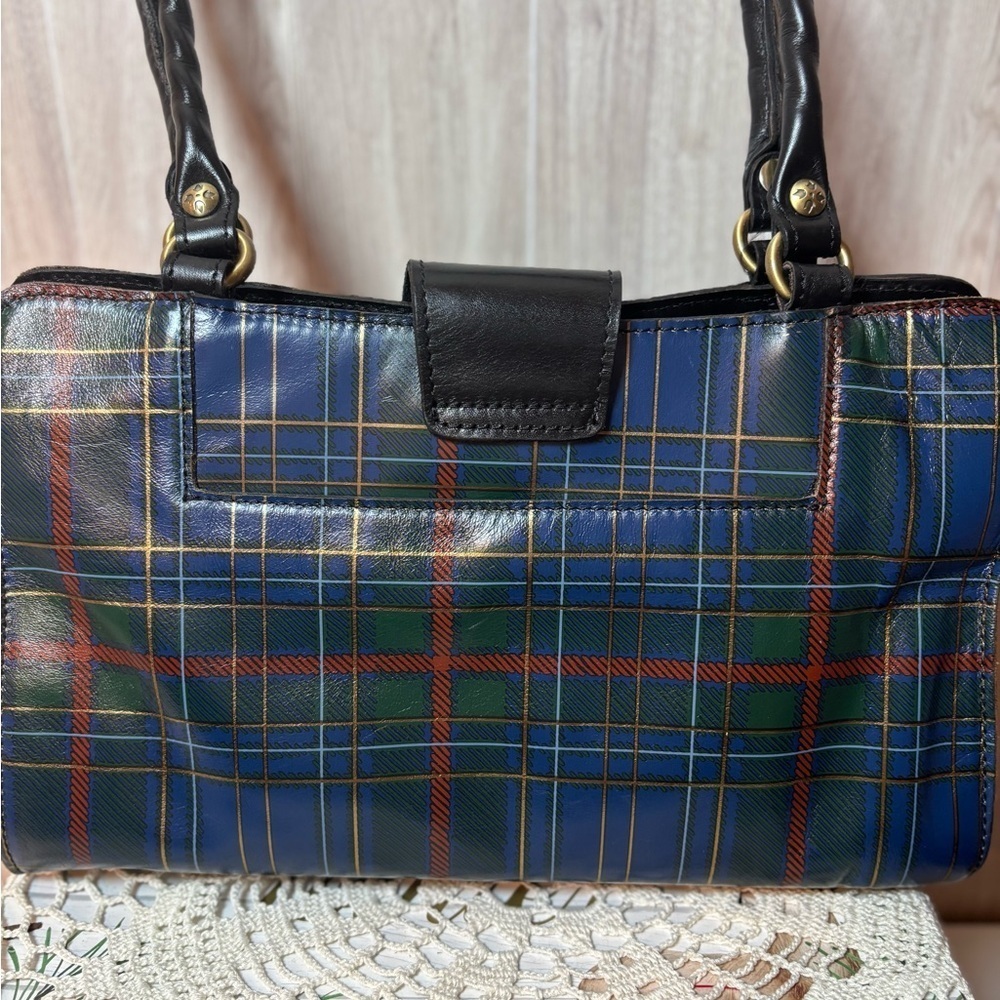 Patricia Nash Tartan Rienzo Satche Plaid Leather Shoulder Bag with Black Accents - Picture 6 of 13